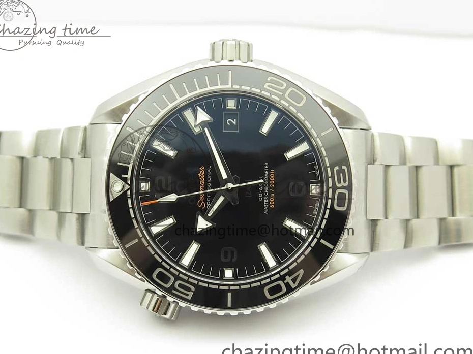 0407 Trendy Planet Ocean 43.5mm SS VSF 1:1 Best Edition Black Ceramic Bezel and Dial on SS Bracelet A8900 Super Clone 7973